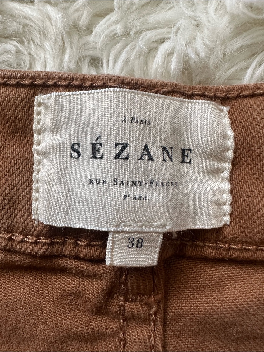 Sezane Pants Manu Trousers Front Pleats Tapered Leg Coffee Brown Sz 38 US 6 - Picture 10 of 15